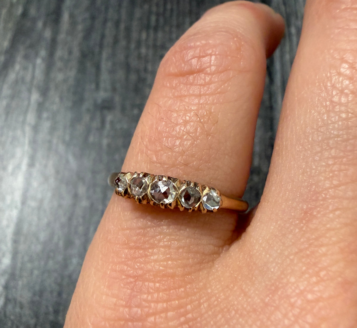 Rose Cut Diamond Band in 14K Gold