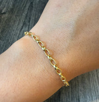Alternating Twist Oval Link Bracelet in 18K Gold, 7.5” Long