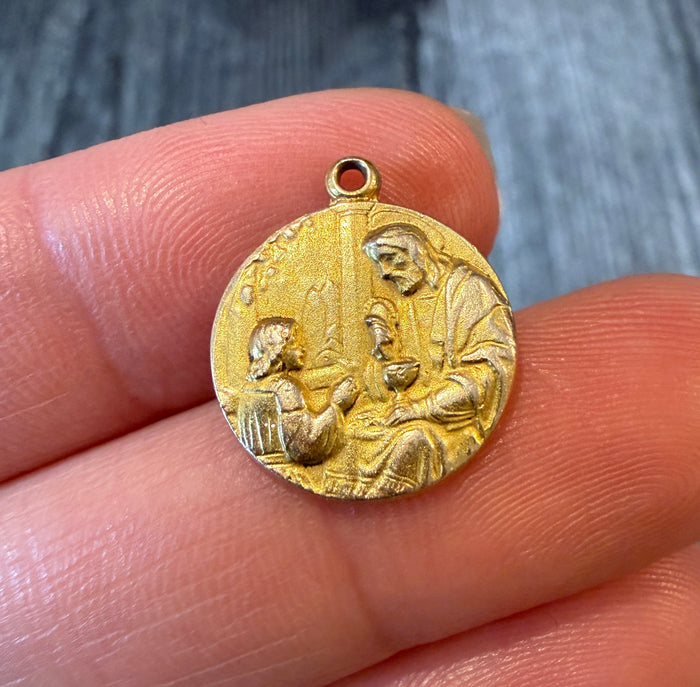 Vintage Holy Communion Medal Charm in 14K Gold