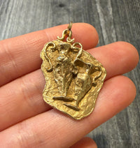 Sculptural Aquarius Zodiac Style 14K Gold Charm (A)