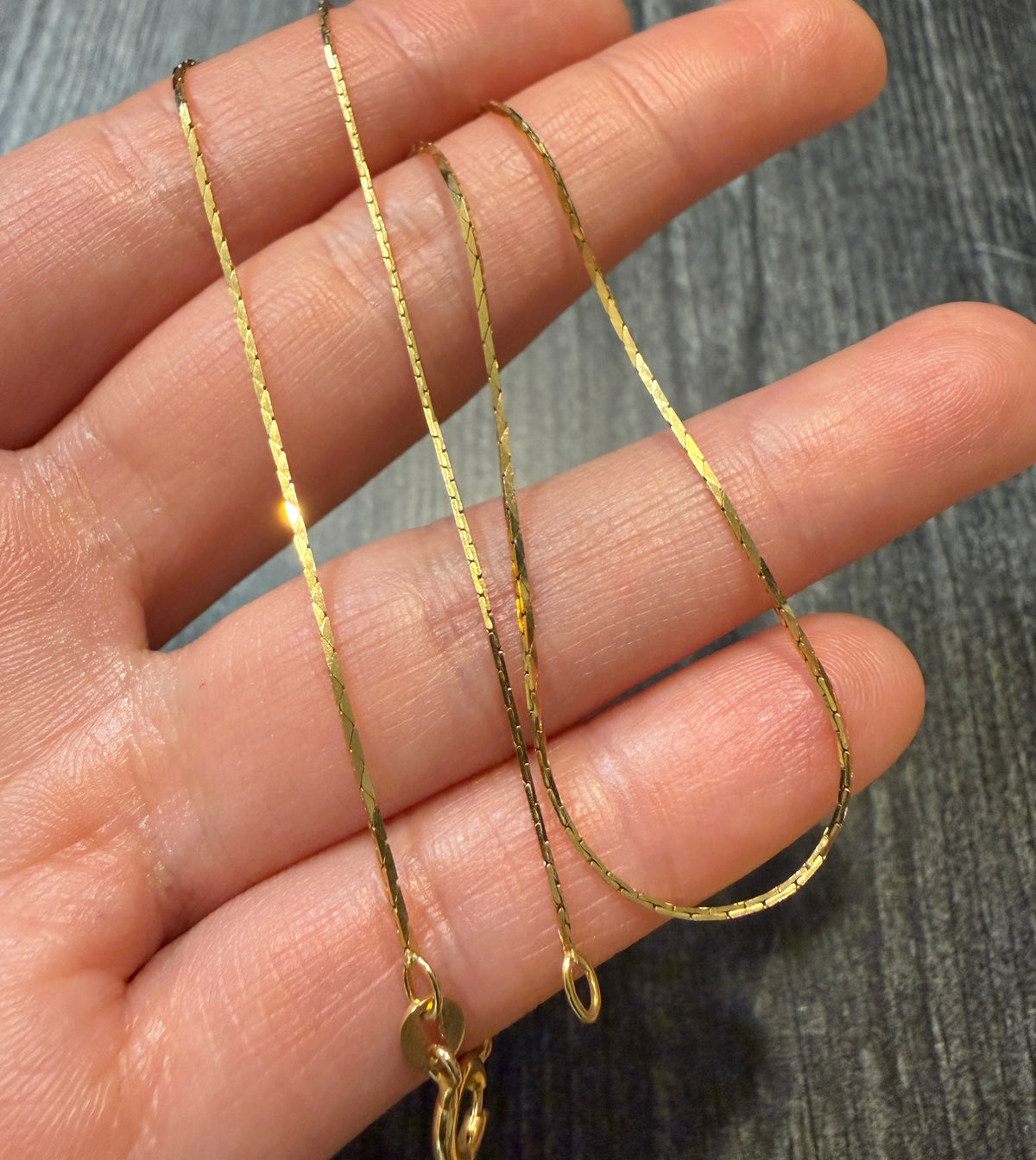 Flat Triangular Link Chain in 14K Gold, 15” Long (A)