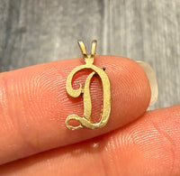 Script Initial D Charm in 14K Gold