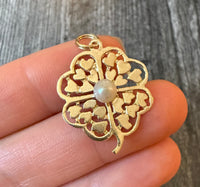 Vintage Clover Charm Filled with Hearts