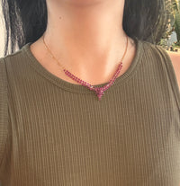 Foliate Design Ruby Cluster Necklace in 18K Gold