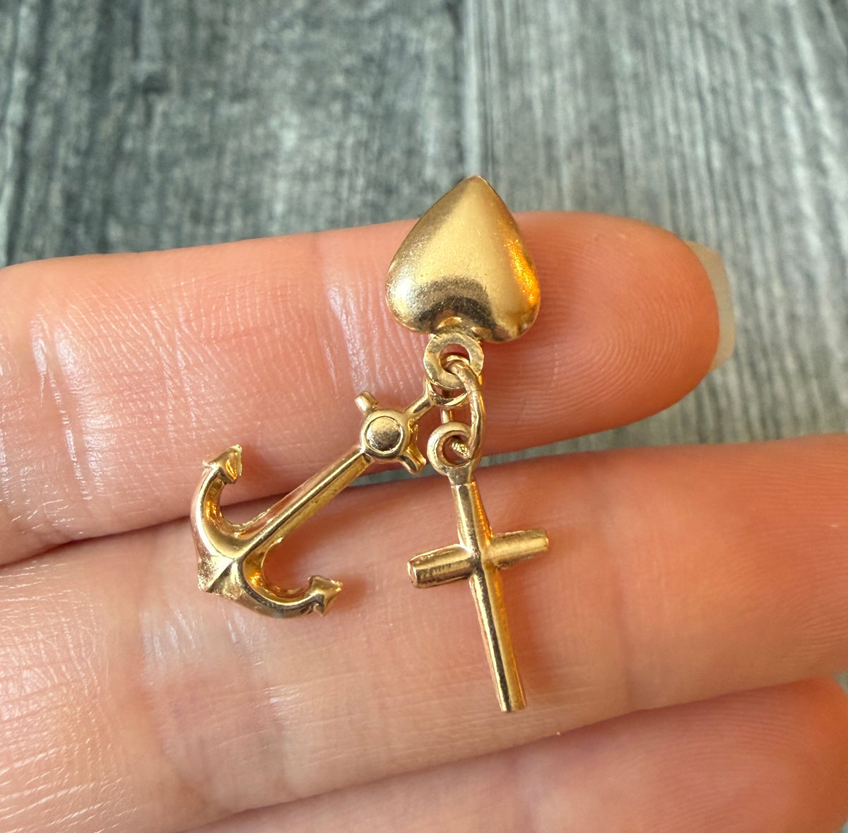 Faith, Hope and Love Charm in 14K Gold
