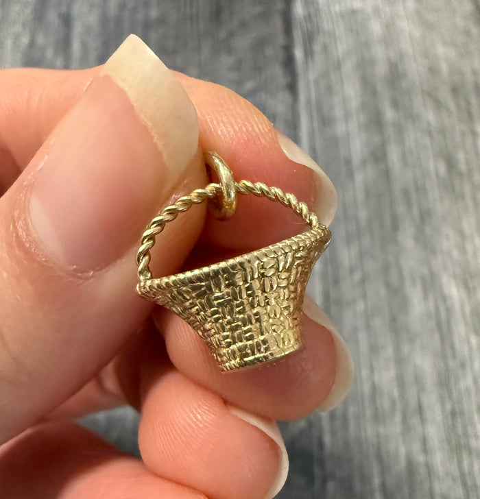 Vintage 14K Gold Basket Charm