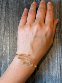Diamond and 18K Gold Flexible Wire Bypass Cuff Bracelet (I)