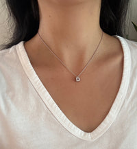 Diamond and 14K White Gold Initial "D" Charm Necklace