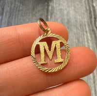Radiant Initial "M" Charm in 14K Gold