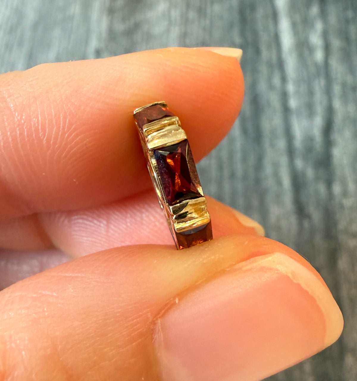 Garnet and 14K Gold Slide or Rondelle Charm