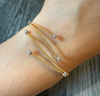 Diamond and 18K Gold Flexible Wire Bypass Cuff Bracelet (I)