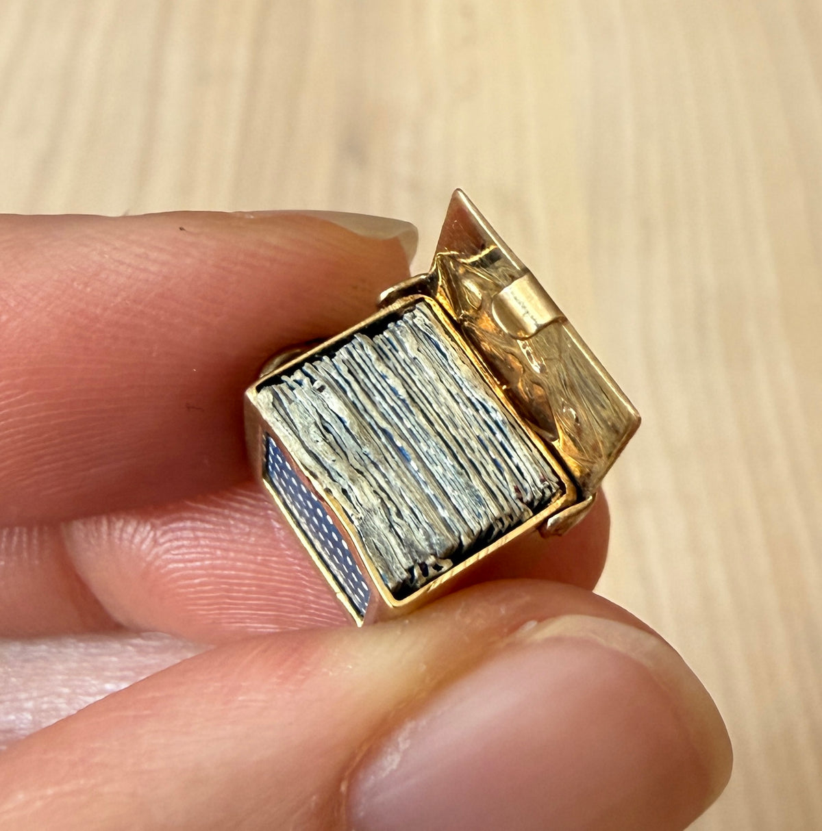 Vintage Miniature Box of Playing Cards Charm in 14K Gold