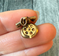 Movable "I LOVE U" Vintage Rotary Phone Charm in 14K Gold
