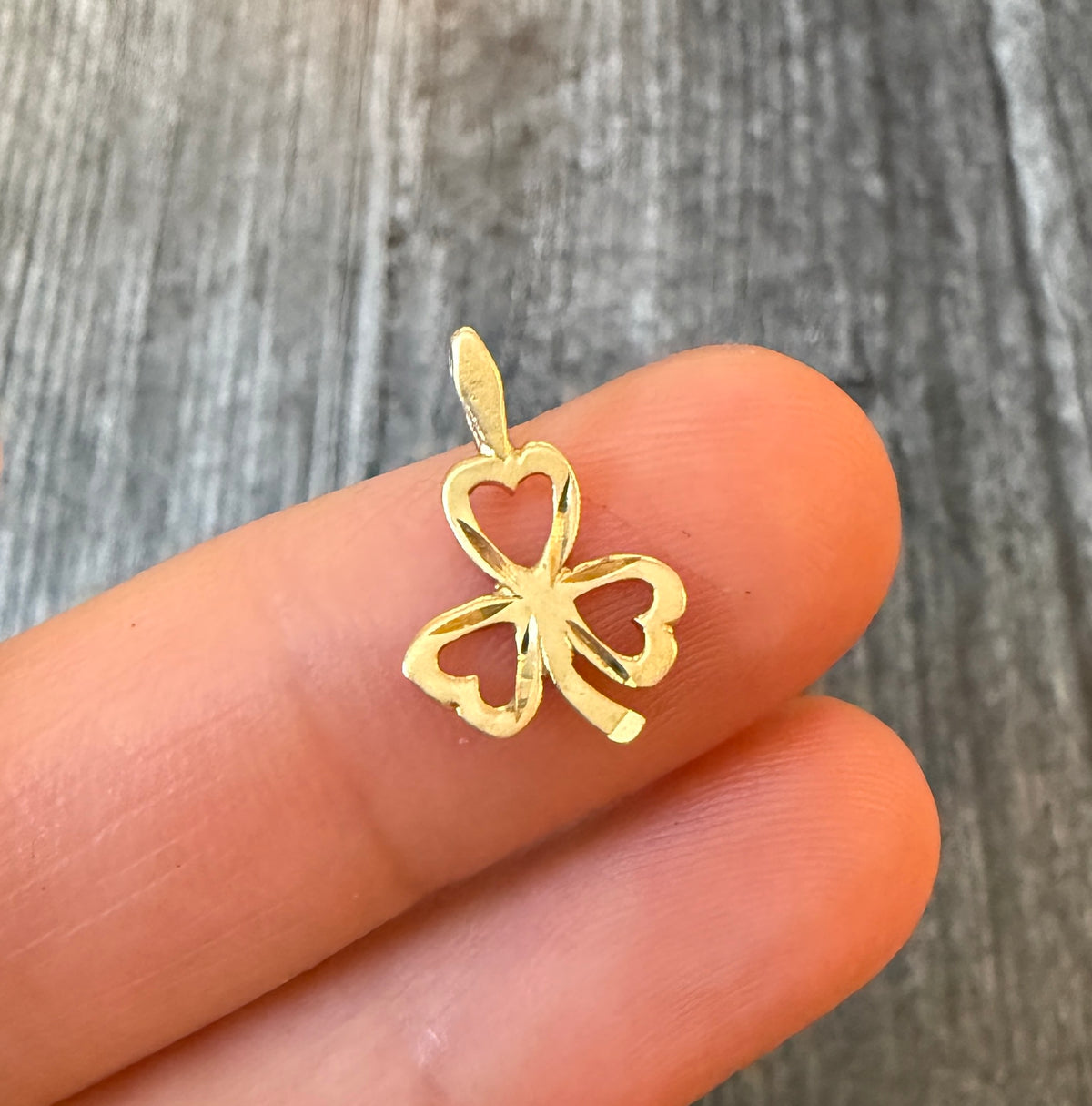 Small 14K Gold Clover Shamrock Charm