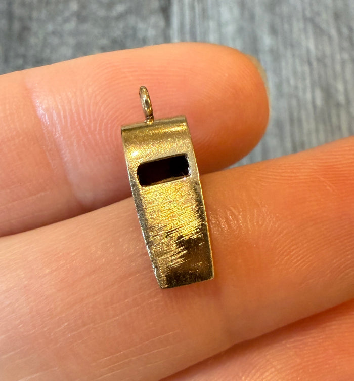 Wider Vintage Whistle Charm in 14K Gold