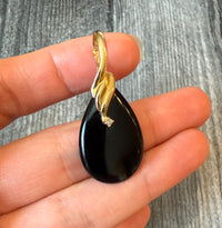 Onyx Teardrop Enhancer or Pendant in 14K Gold (A)