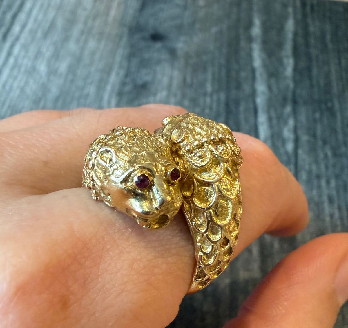 Lion Head Bypass Statement Ring in 18K Gold (I)