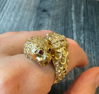 Lion Head Bypass Statement Ring in 18K Gold (I)