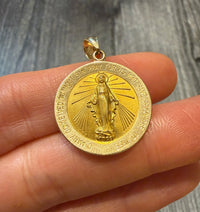 Virgin Mary Medal Charm in 14K Gold