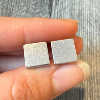 Geometric Square 18K White Gold Stud Earrings