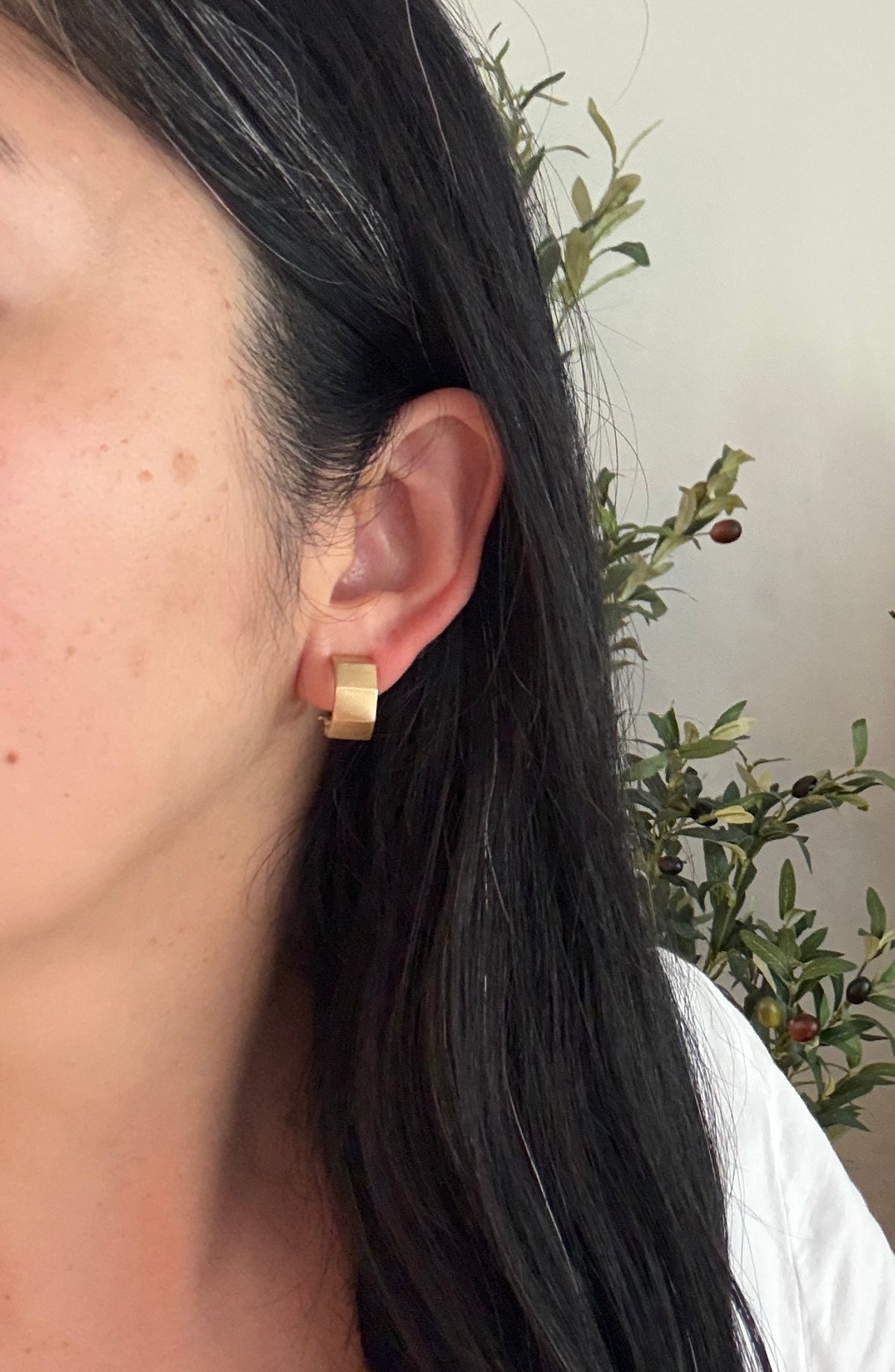Industrial Hex Nut Style 18K Gold Half Hoop Earrings