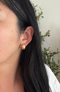 Industrial Hex Nut Style 18K Gold Half Hoop Earrings