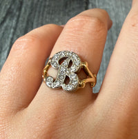 Vintage Diamond and Two Tone Initial B Ring in 14K Gold (S)