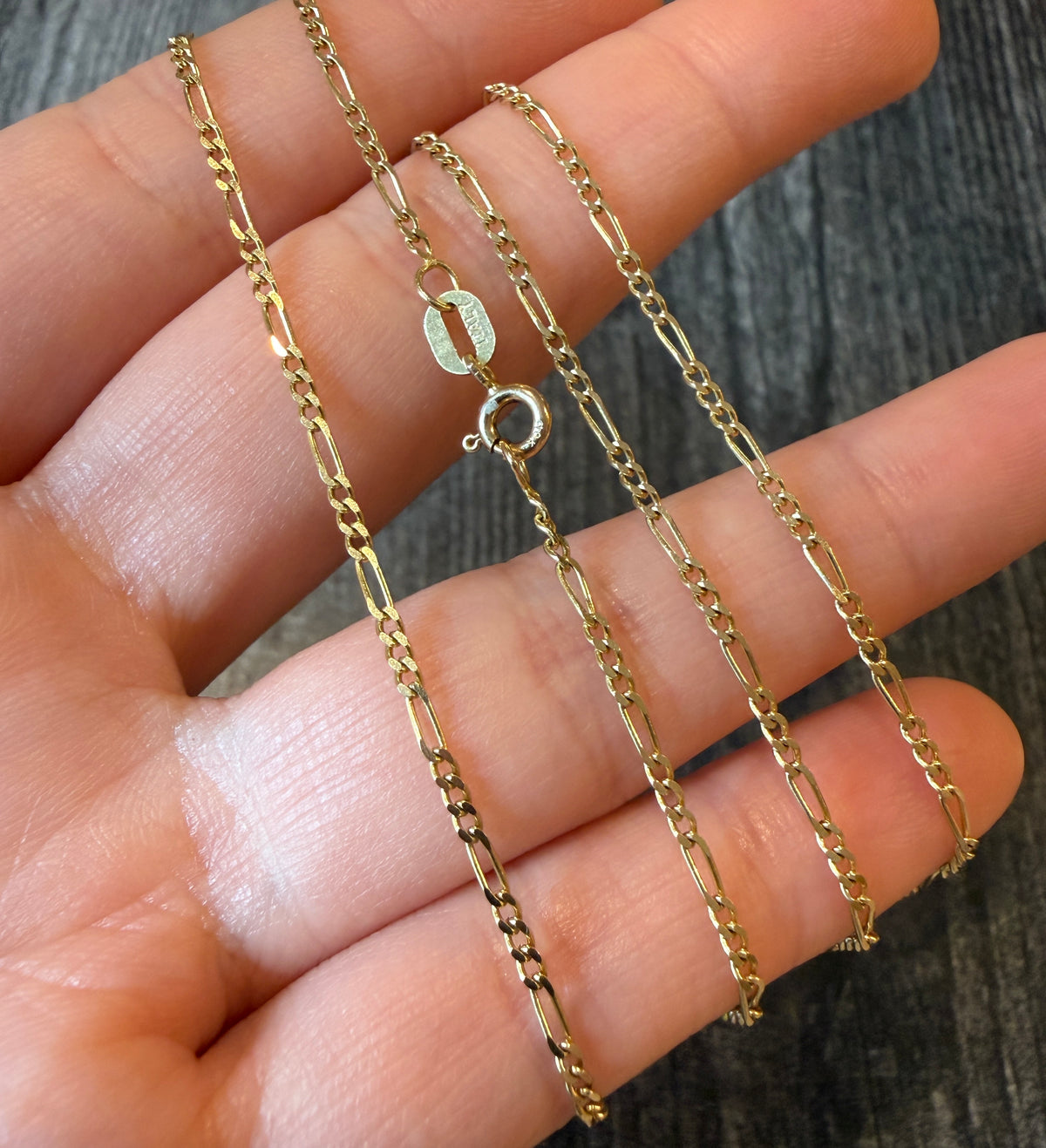 Figaro Link Chain in 14K Gold, 20” Long (A)
