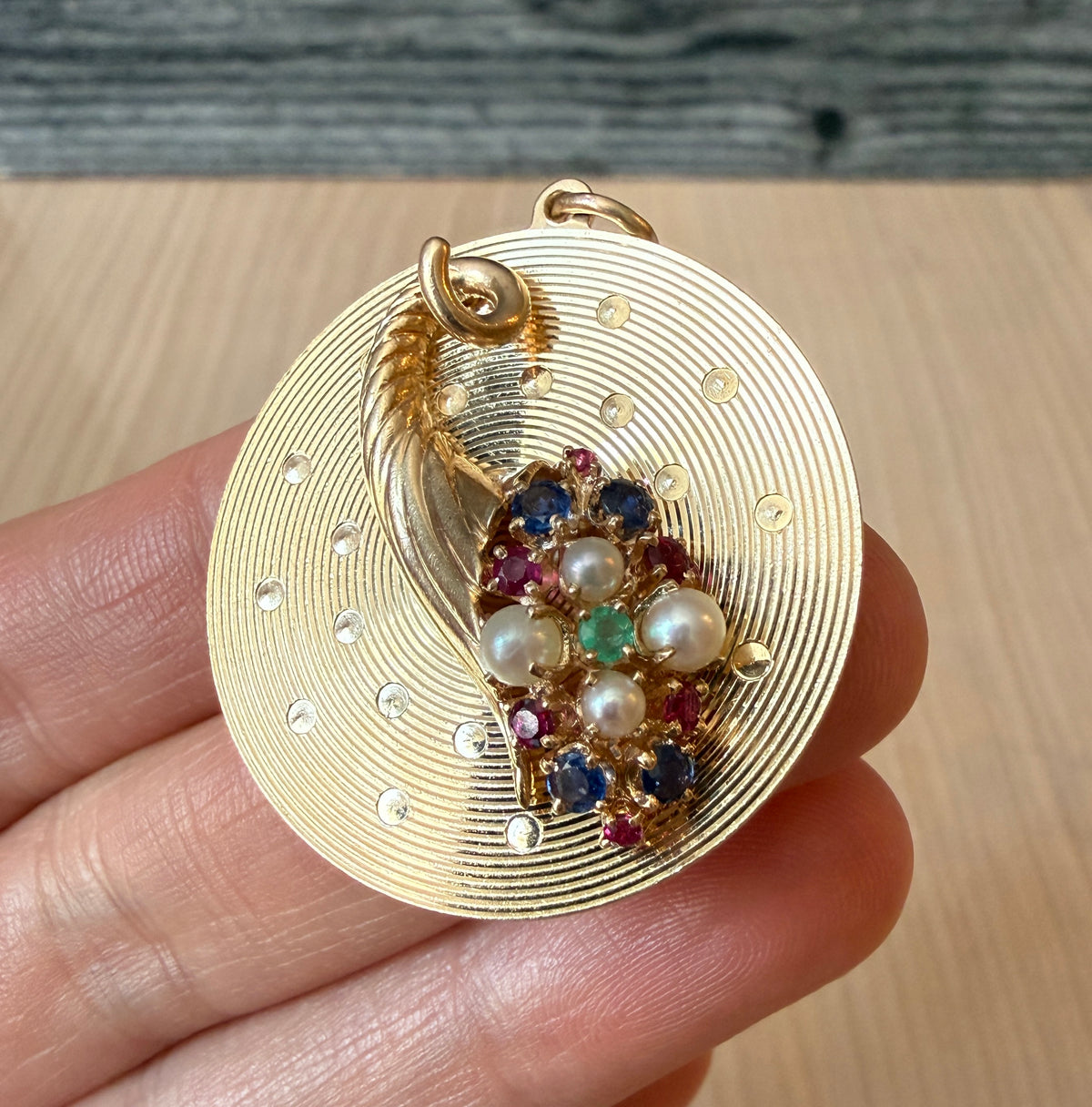 Large 1960s Dankner Gem Set Cornucopia Charm
