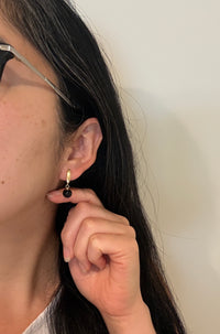 Onyx Bead Dangle Earrings in 14K Gold