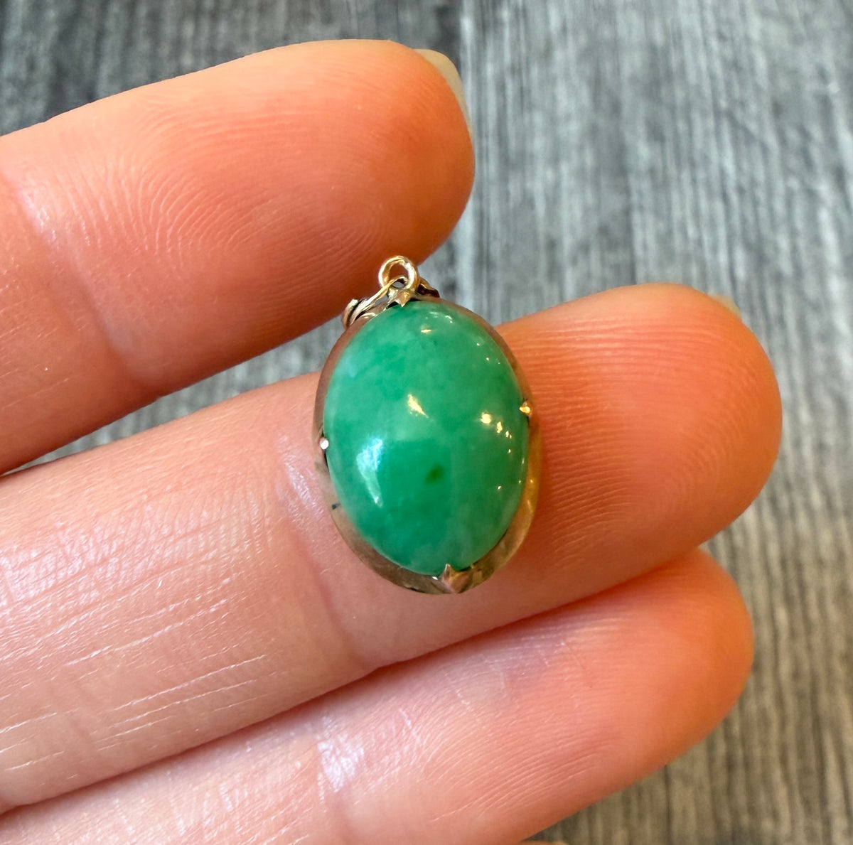 Oval Jade Charm in 14K Rosy Gold