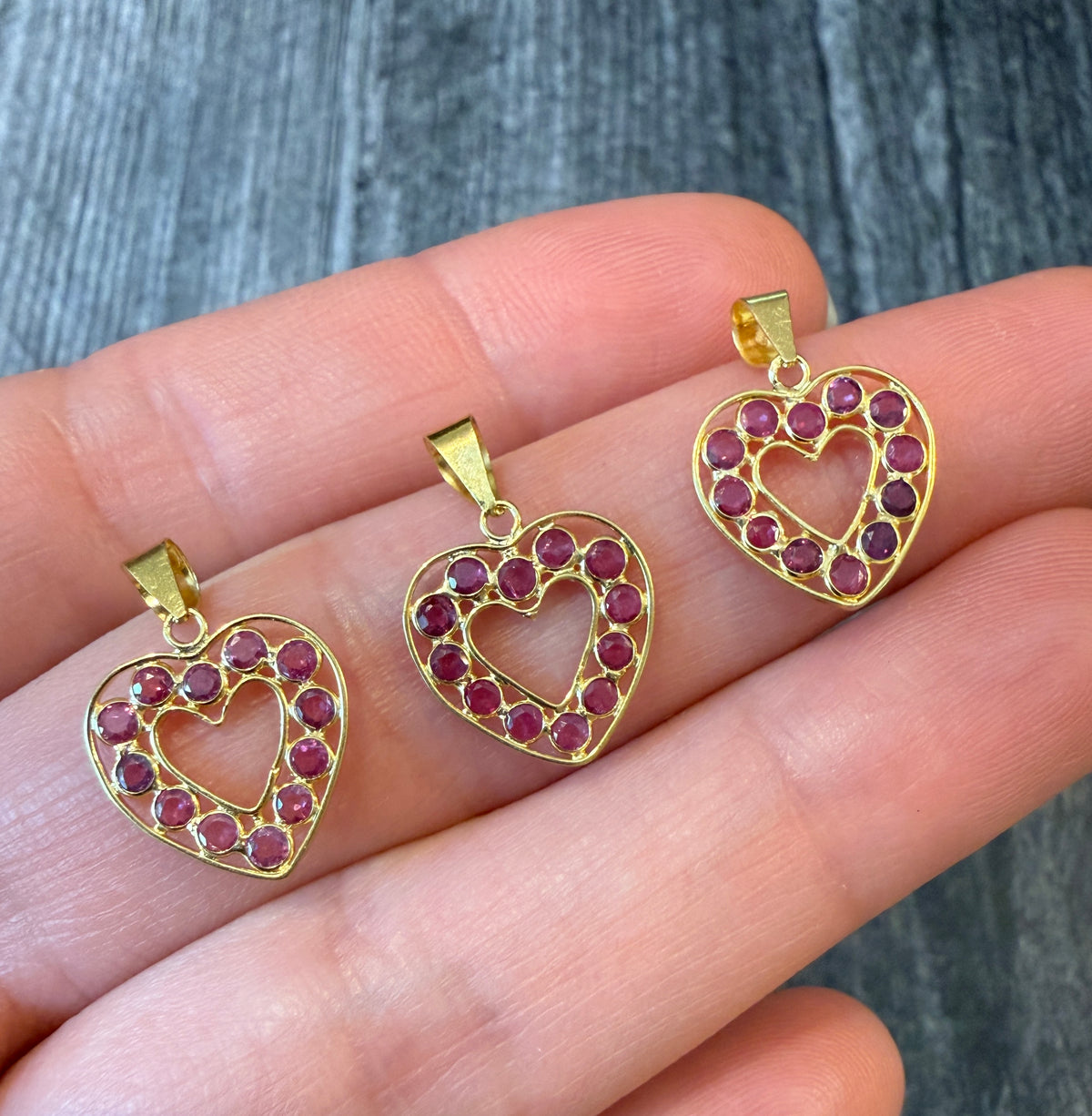 Ruby and 18K Gold Open Heart Charm (3)