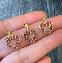 Ruby and 18K Gold Open Heart Charm (3)