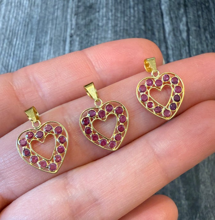Ruby and 18K Gold Open Heart Charm (3)