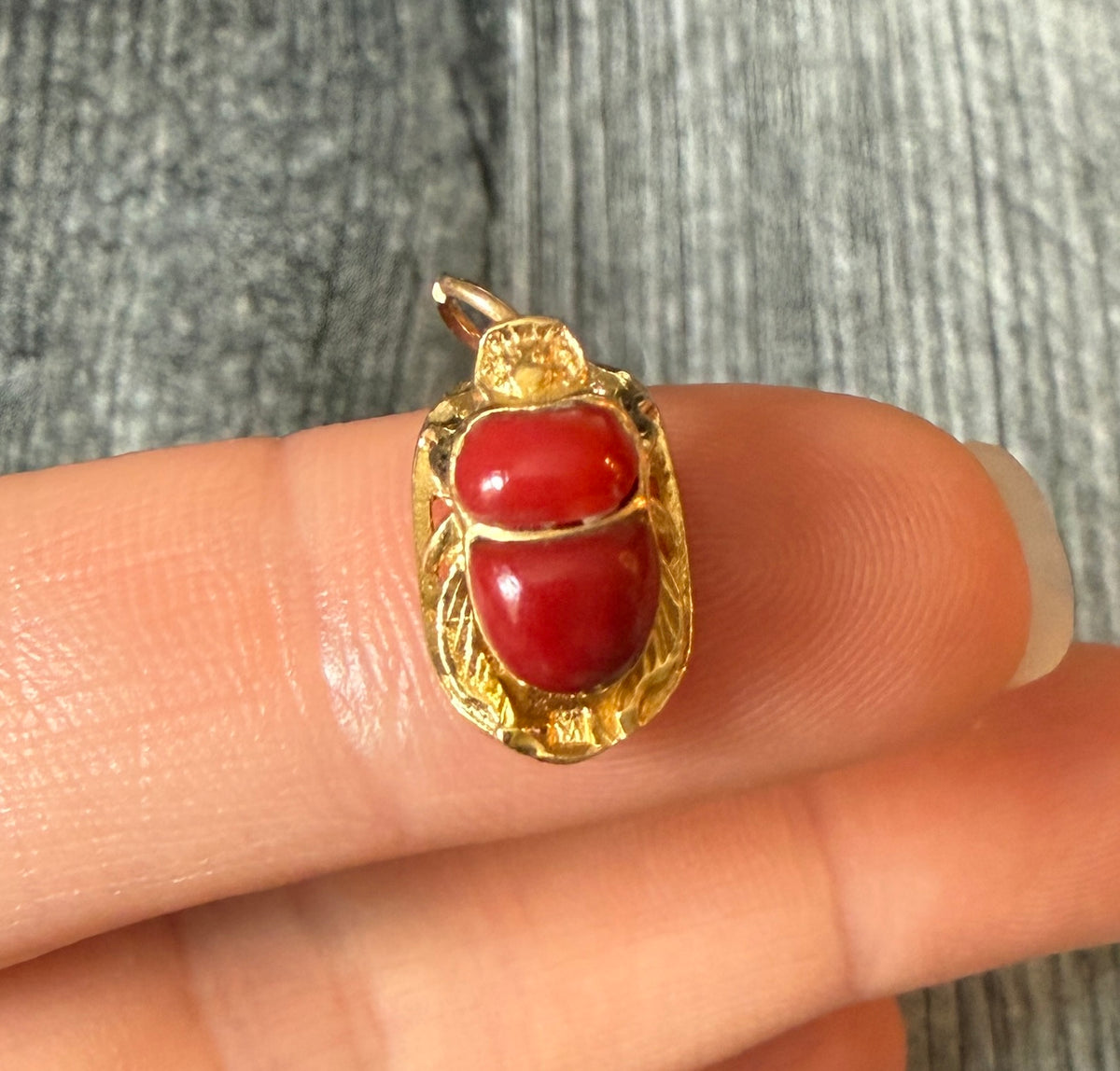 Egyptian Scarab Charm in 18K Gold