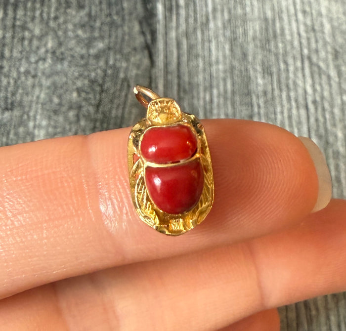 Egyptian Scarab Charm in 18K Gold