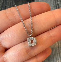 Diamond and 14K White Gold Initial "D" Charm Necklace