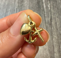 Faith, Hope and Love Charm in 14K Gold