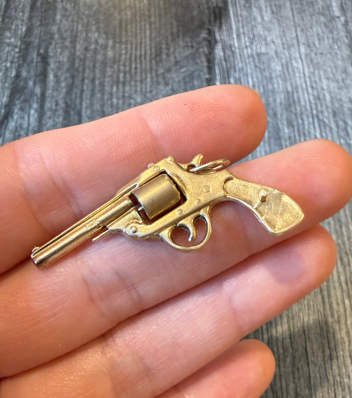 Large 14K Gold Pistol or Gun Pendant (M)