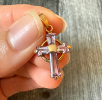 Lilac Amethyst Cross Charm in 14K Gold