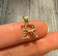 Light Catching 14K Gold Initial R Charm