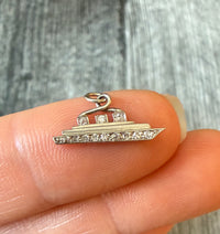 Art Deco Steamer Ship Charm with Diamonds (H)
