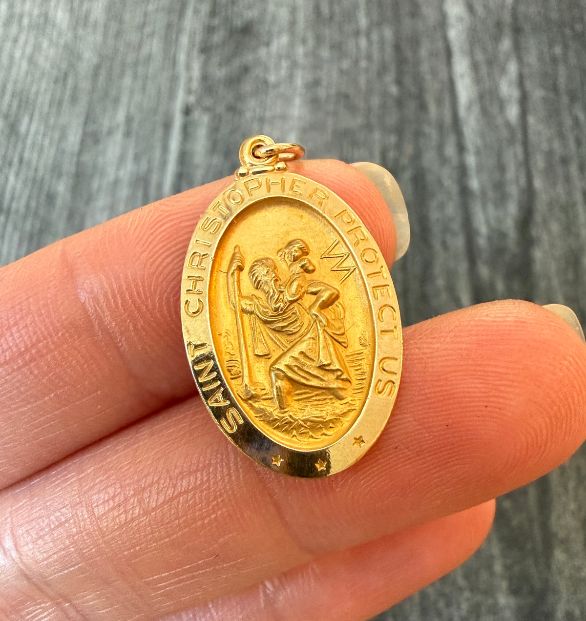 Oval St. Christopher Charm in 14K Gold