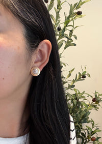 Medusa 14K Gold Button Style Earrings
