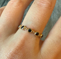 Black Diamond Chain Ring in 14K Gold