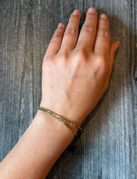 Art Deco 14K Gold Swirly Tubular Bar Link Watch Chain, 13.75” Long