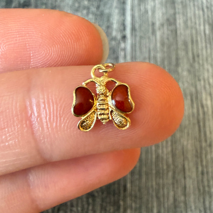 Enamel Butterfly Charm in 14K Gold