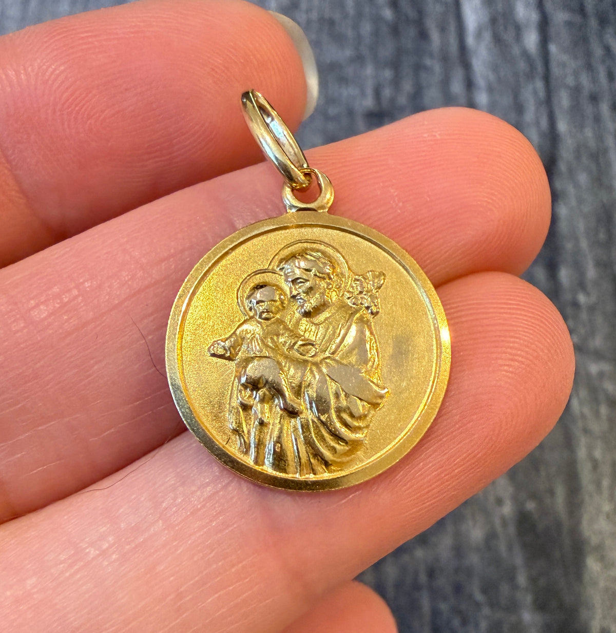Vintage Saint Joseph Medal Charm in 18K Gold
