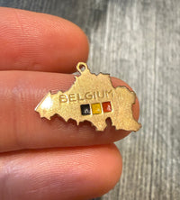 Vintage Enamel 9K Rosy Gold Belgium Charm