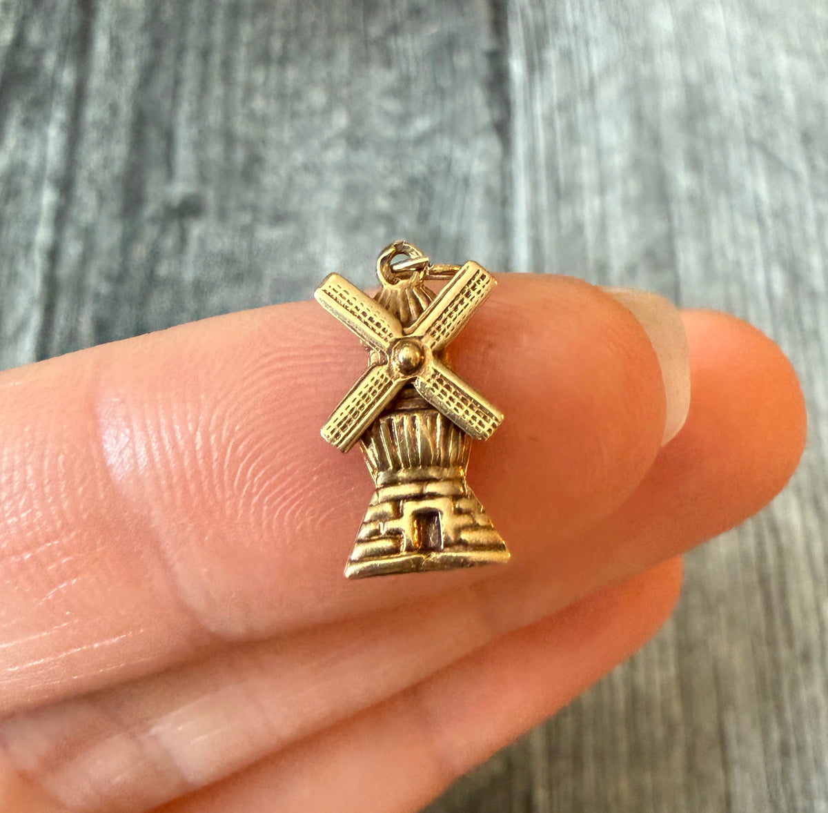 Small Vintage Windmill Charm in 14K Gold
